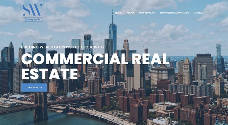 10. Springwells Commercial Properties - Real Estate Investor Website Example