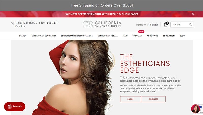 13. California Skincare Supply - Best Esthetician Websites For Design Inspiration Example