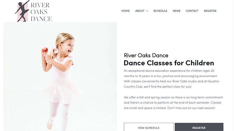 13. River Oaks Dance - Amazing Elementor Website Example