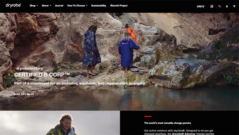 14. Dryrobe - Beautiful Dark Websites for Inspiration Example