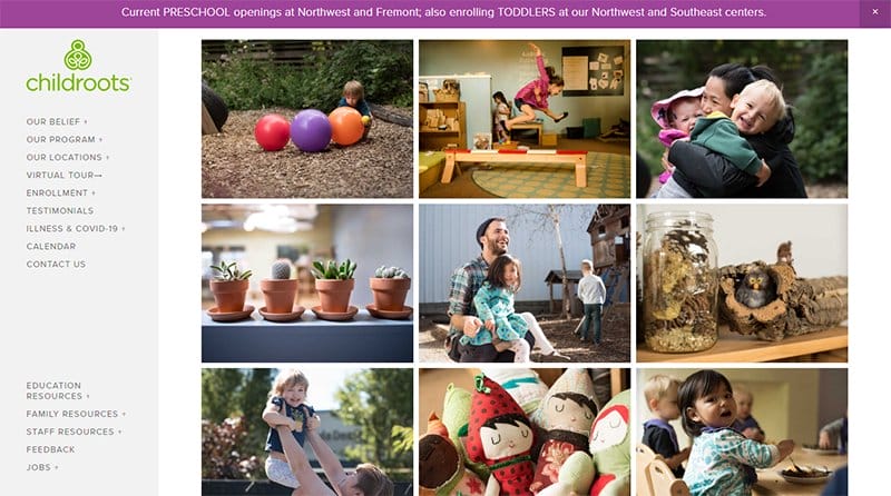 16. ChildRoots - Amazing Daycare Website Example