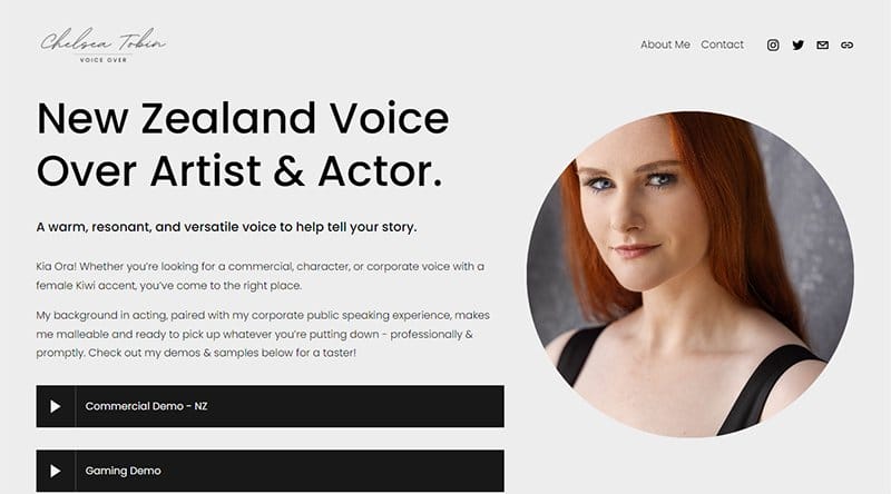 17. Chelsea Tobin - Best Voice Actor Website Example