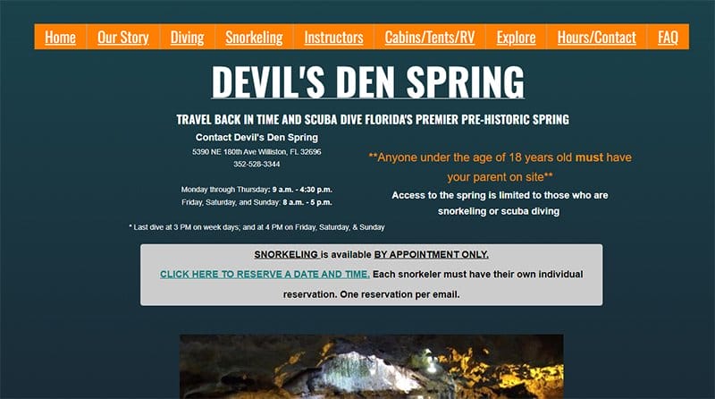 19. Devil’s Den Spring - GoDaddy Website Example