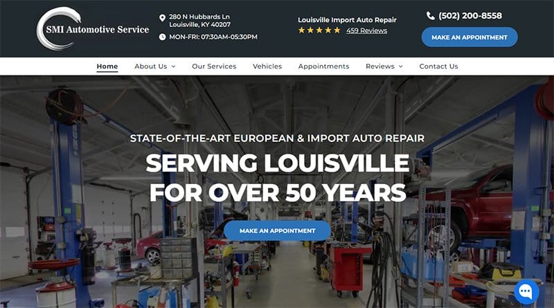 2. SMI Automotive Service - Great Automotive Website Example