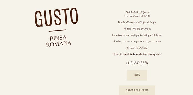 20. Gusto - Best Pizza Website Designs To Explor Example