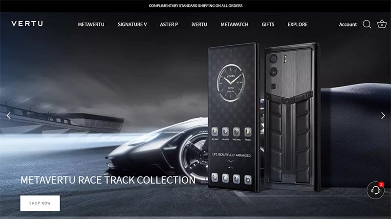 20. VERTU - Beautiful Dark Websites for Inspiration Example