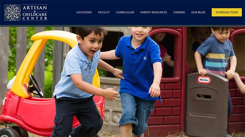21. Artisan Child Care - Amazing Daycare Website Example