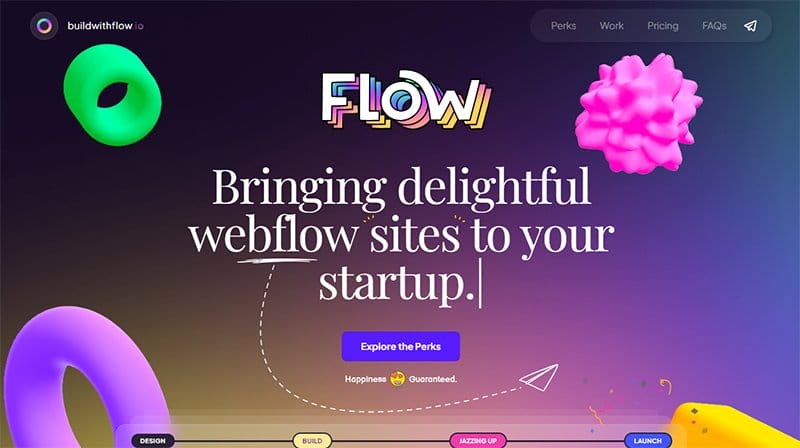 24. Build With Flow - Awesome 3D Website Example