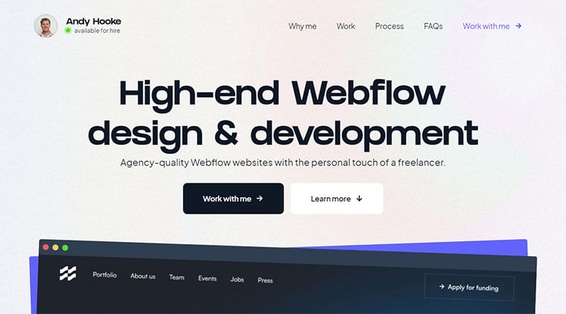 25. Andy Hooke - Inspiring Examples of Freelance Business Website