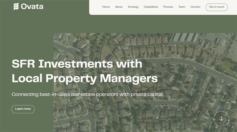 26. Ovata - Real Estate Investor Website Example