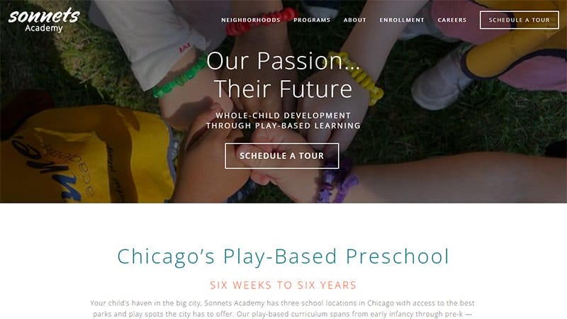 26. Sonnets Academy - Amazing Daycare Website Example
