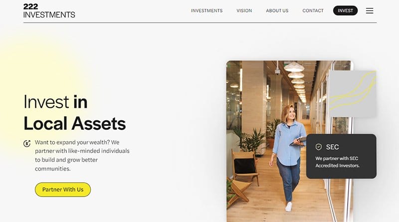 27. 222 Investments - Real Estate Investor Website Example