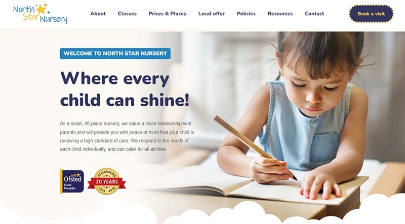 27. North Star Nursery - Amazing Daycare Website Example