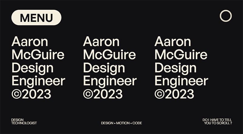 28. Aaron McGuire - Beautiful Dark Websites for Inspiration Example
