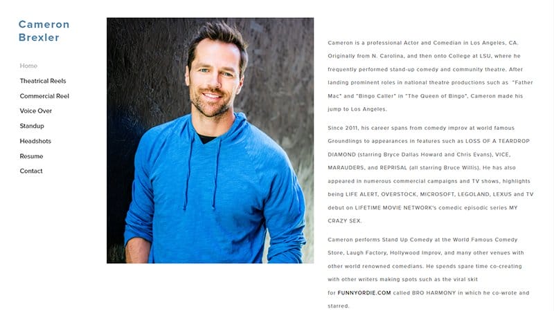 28. Cameron Brexler - Best Voice Actor Website Example