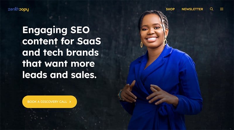 28. Zenith Copy - Inspiring Examples of Freelance Business Website