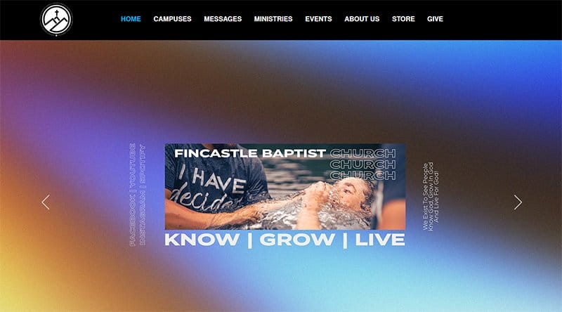 3. Fincastle Baptist Church - Best Glassmorphism Website Example