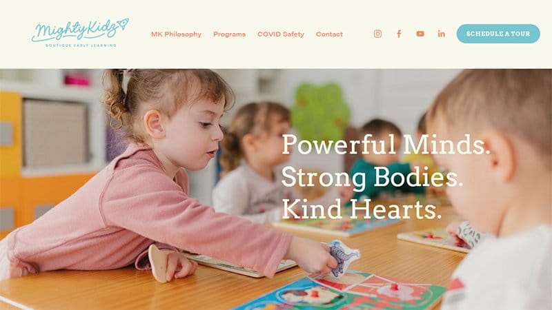 3. MightyKidz - Amazing Daycare Website Example