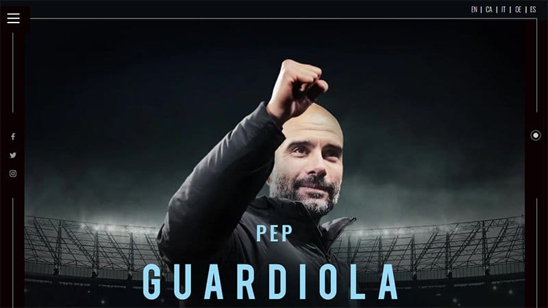 3. Pep Guardiola - Best Website Homepage Design Example