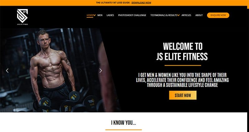 33. JS Elite Fitness - Best Website Homepage Design Example