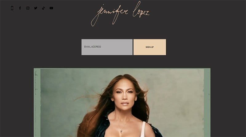 34. Jennifer Lopez - Beautiful Dark Websites for Inspiration Example