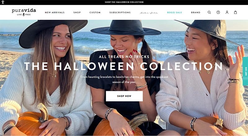 35. Pura Vida Bracelets - Best High Converting Website Example