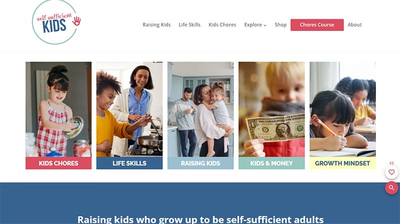 38. Self-Sufficient Kids - Examples Of Niche Website Example