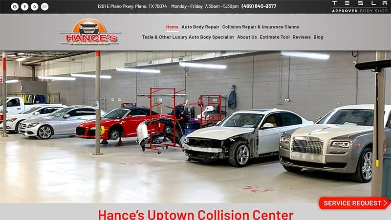 4. Hance’s Uptown Collision Center - Great Automotive Website Example
