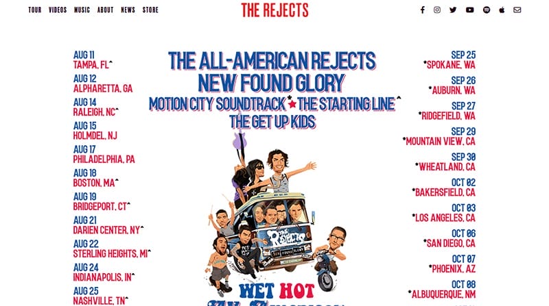 4. The All-American Rejects - Best Band Website Example