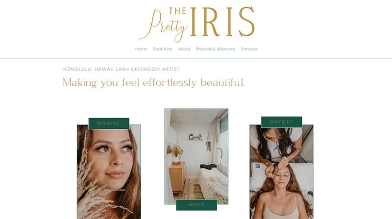 4. The Pretty Iris - Best Esthetician Websites For Design Inspiration Example