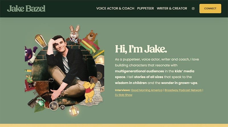 5. Jake Bazel - Best Voice Actor Website Example