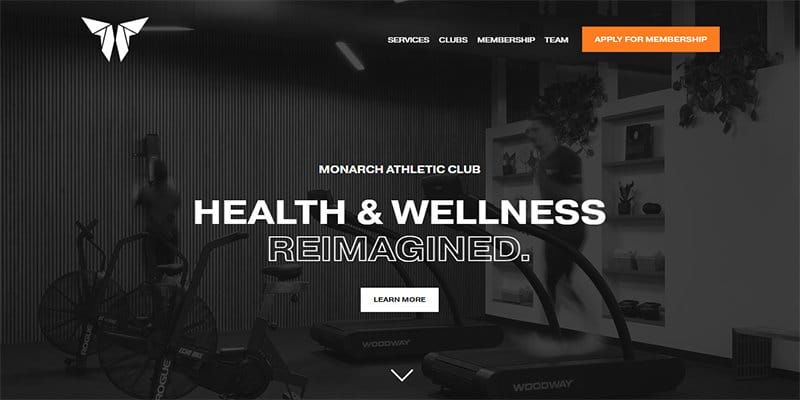 5. Monarch Athletic Club - Beautiful Dark Websites for Inspiration Example