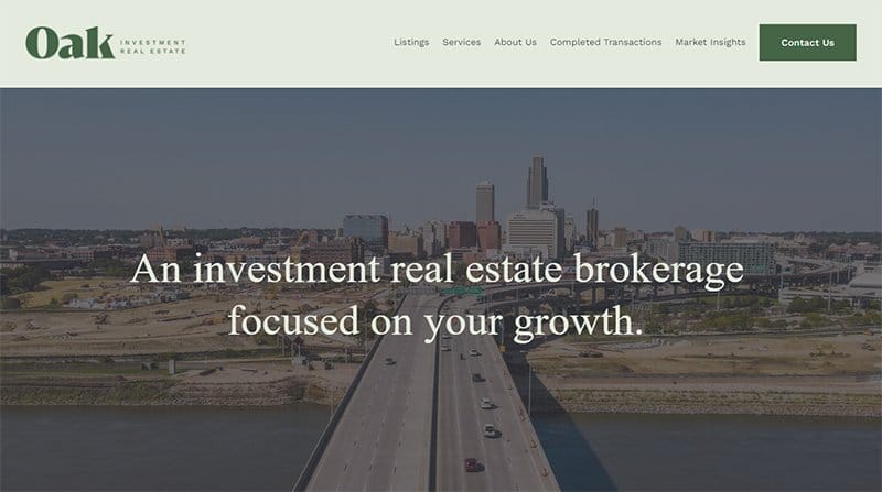 5. Oak Investment Real Estate - Real Estate Investor Website Example