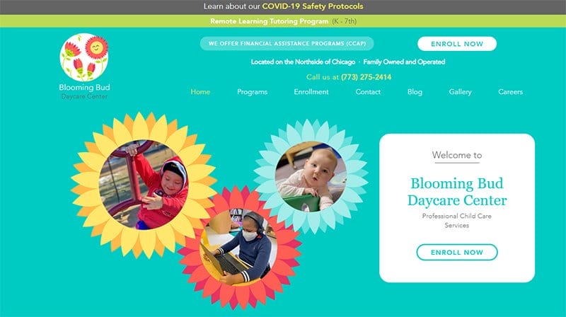 6. Blooming Bud Daycare Center - Amazing Daycare Website Example