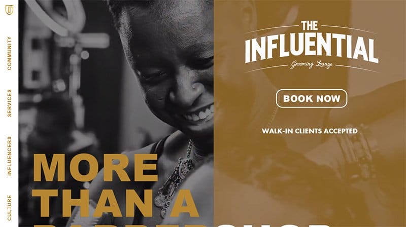 6. The Influential Grooming Lounge - Best Website Homepage Design Example
