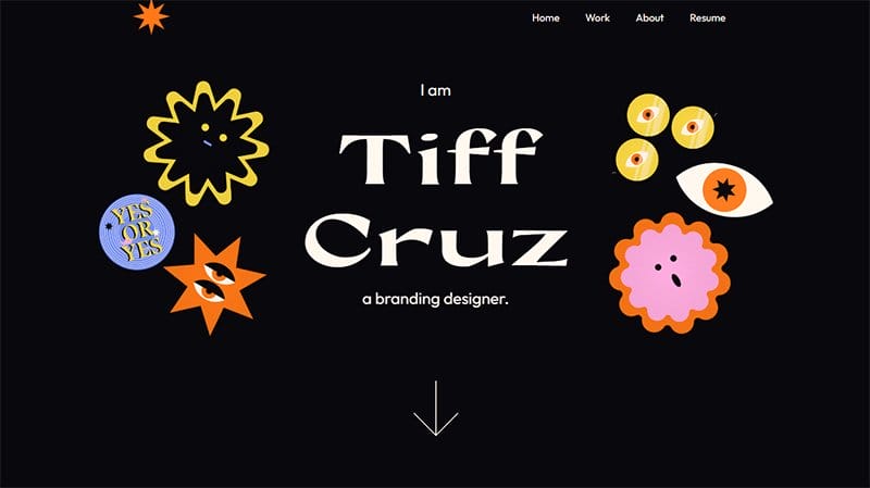 6. Tiff Cruz - Beautiful Dark Websites for Inspiration Example