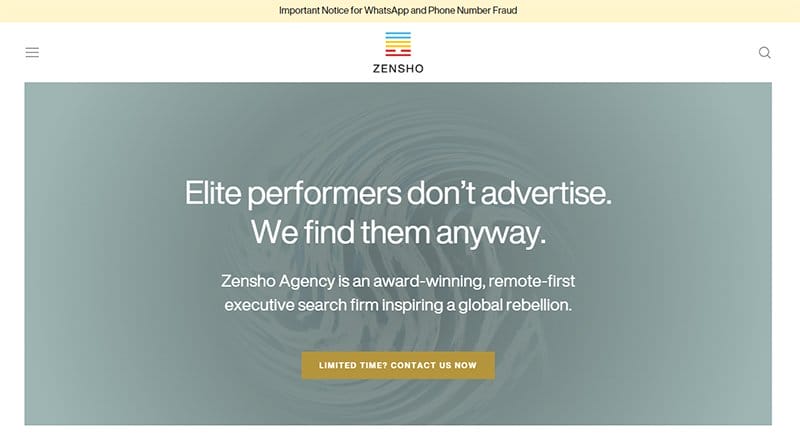 6. Zensho Agency - Amazing Elementor Website Example