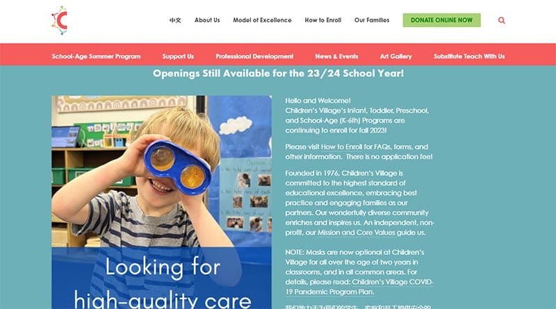 7. Children's Village - Amazing Daycare Website Example