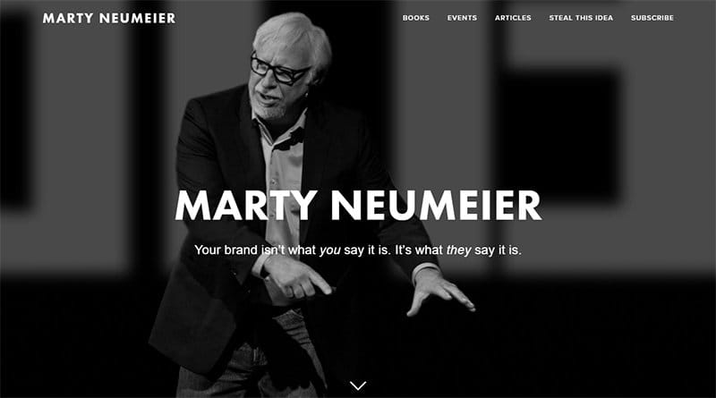 7. Marty Neumeier - Beautiful Dark Websites for Inspiration Example