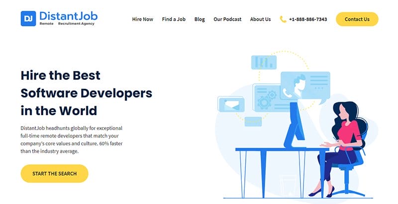 8. DistantJob - Amazing Elementor Website Example