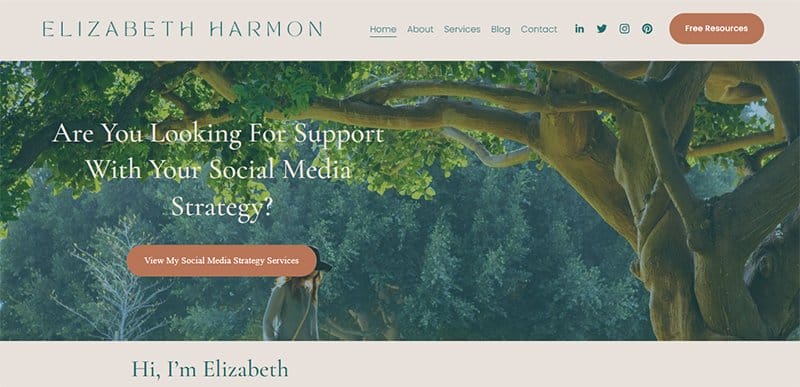 9. Elizabeth Harmon - Inspiring Examples of Freelance Business Website