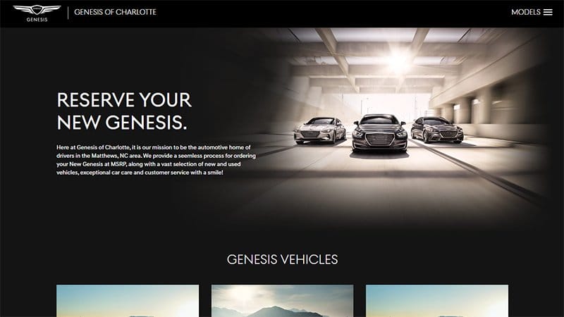 9. Genesis of Charlotte - Great Automotive Website Example