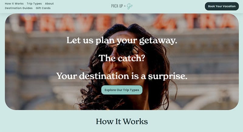 1. Pack Up + Go - Best Professional Services Website Example