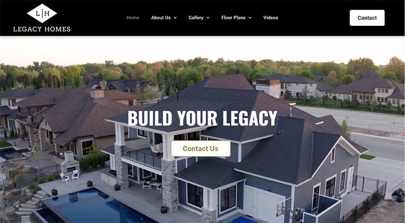 10. Legacy Homes - Best Professional Services Website Example