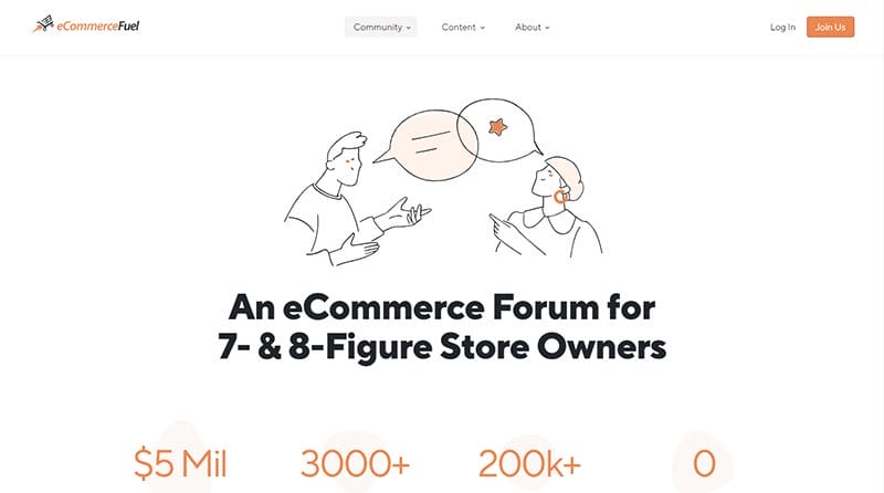 10. eCommerceFuel - Best Forum Website Design Example