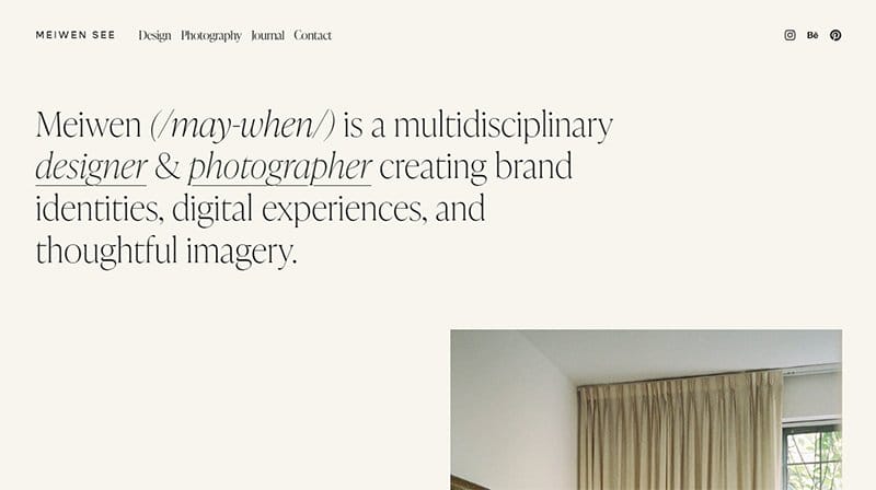 11. Meiwen See - Simple & Minimal Website Example