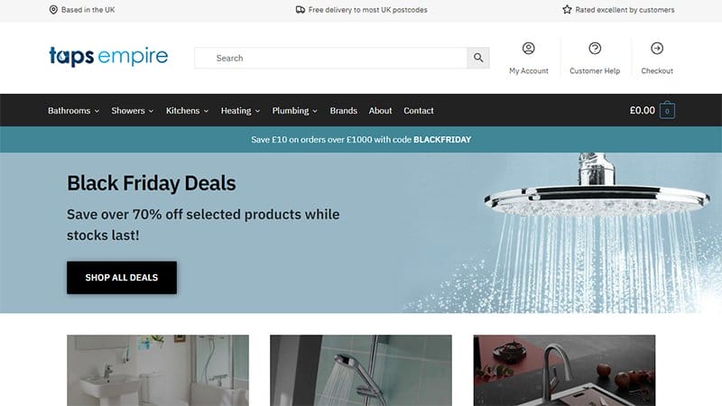 11. Taps Empire - Powerful WooCommerce Store Example