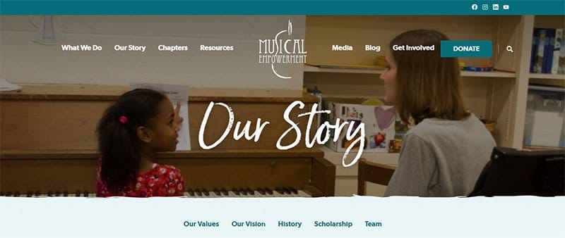 12. Musical Empowerment - Best Timeline Website Example