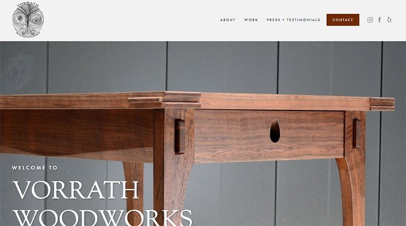12. Vorrath Woodworks - Simple & Minimal Website Example