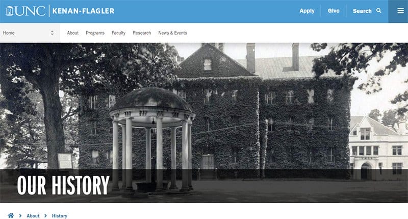 13. UNC Kenan-Flagler Business School - Best Timeline Website Example
